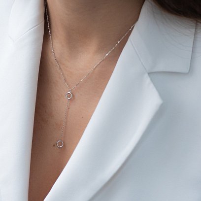 Кольє "Кружечки" в білому золоті кол01827 №4