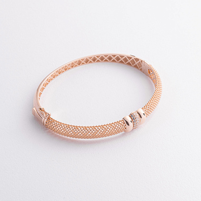 Жесткий браслет "Marie" в красном золоте (фианиты) б05587 №3