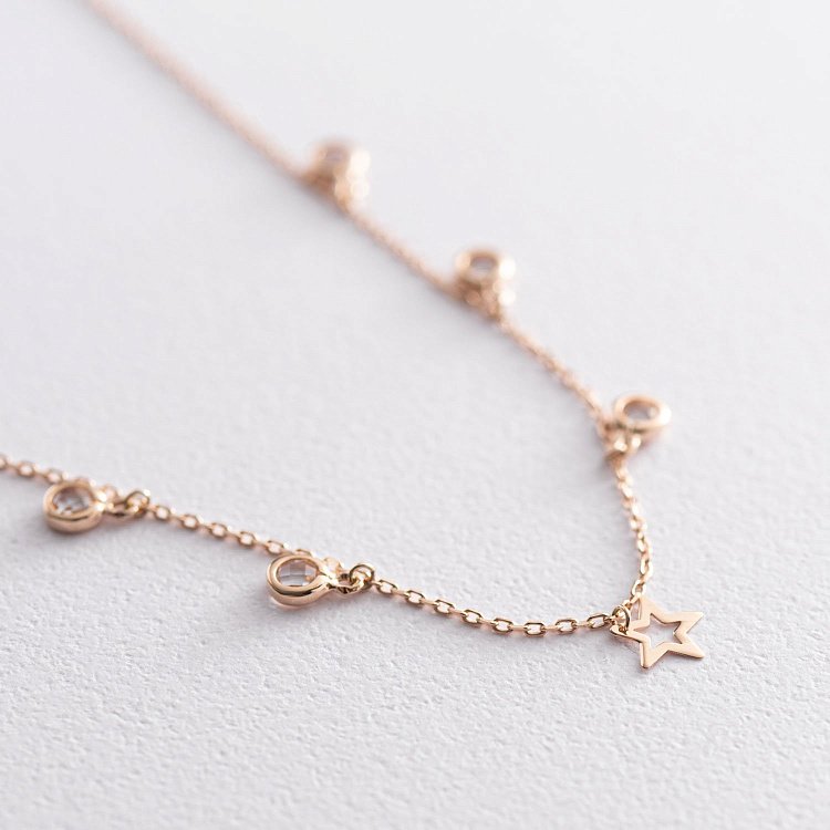 Золоте кольє "Зірка" (фіаніт) кол01402 від ювелірного магазину Онікс - 2