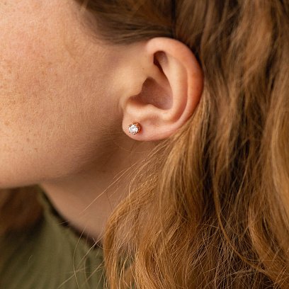 Золотые серьги - пусеты с бриллиантами сб0398 №4