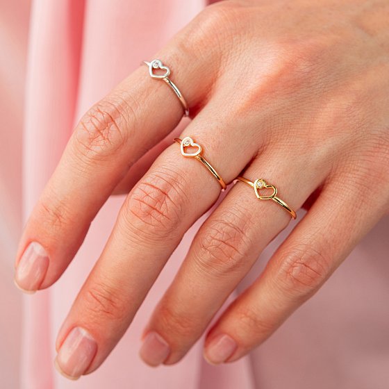 Кольцо "Сердечко" в красном золоте (фианит) к08487 №4