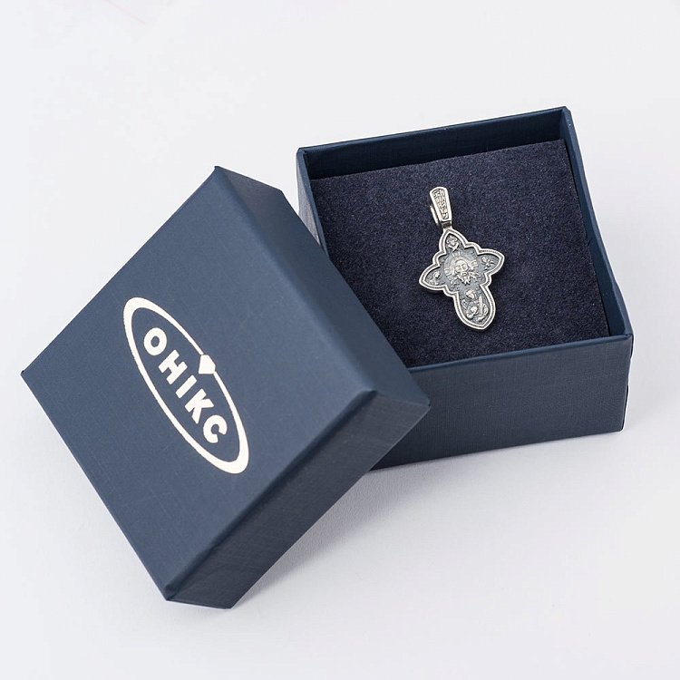 Серебряный крест "Спас Нерукотворный. Успение Божией Матери" 131111 от ювелирного магазина Оникс - 7