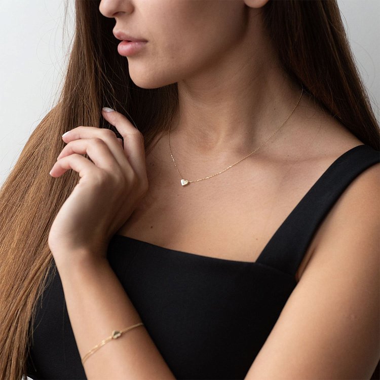 Браслет "Сердечко" в желтом золоте б04551 от ювелирного магазина Оникс - 3