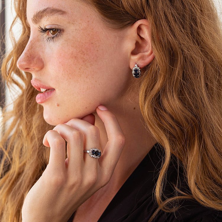 Золоті сережки з діамантами і сапфірами с2189 від ювелірного магазину Онікс - 5