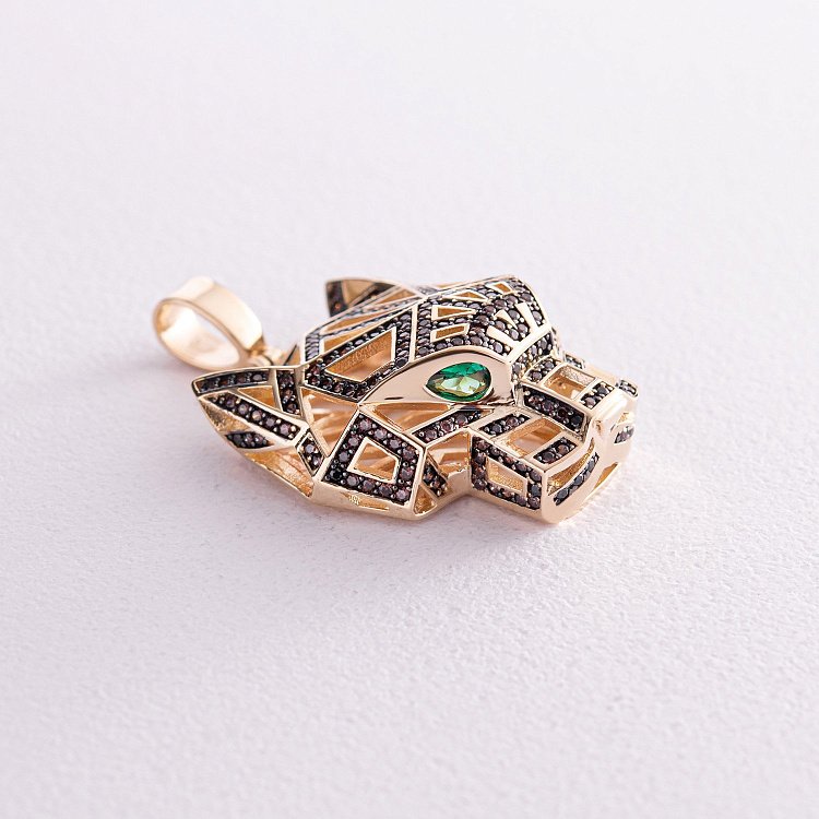 Підвіска "Пантера" з фіанітами (жовте золото) п03723 від ювелірного магазину Онікс - 2