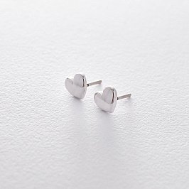 Золотые серьги-пусеты "Сердечки" с05341