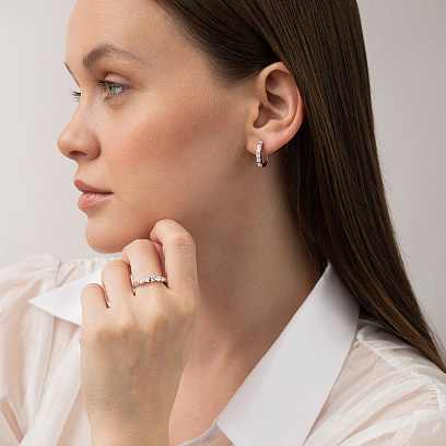 Золотые серьги - кольца (бриллианты) сб0641ca №2