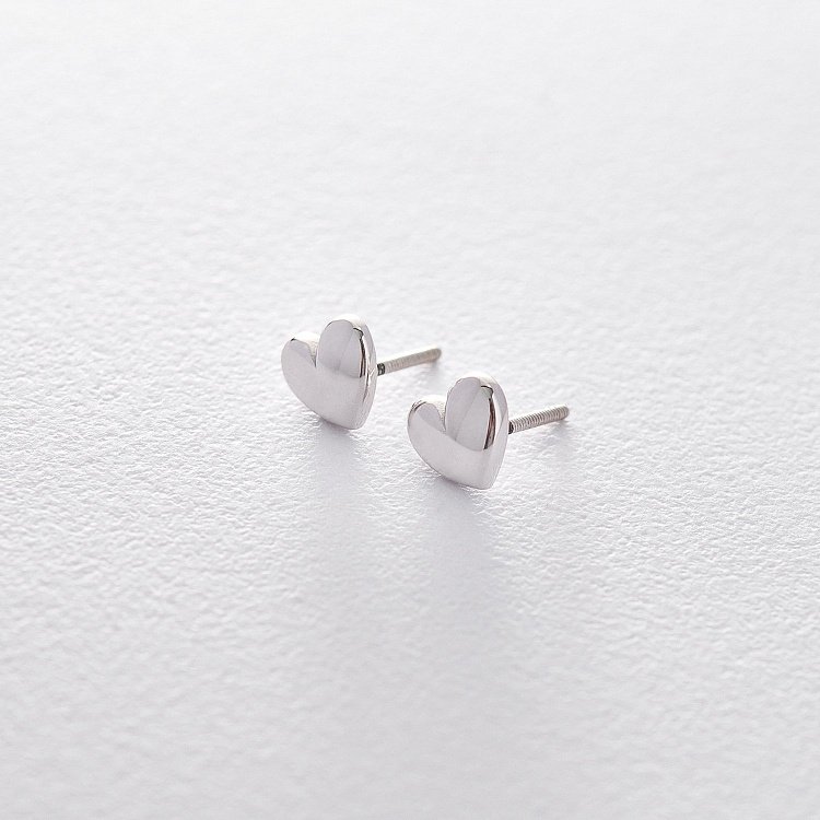 Золотые серьги-пусеты "Сердечки" с05341 от ювелирного магазина Оникс