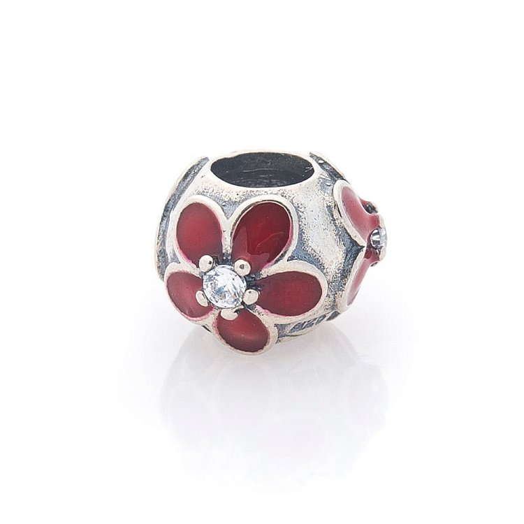 Срібний шарм "Квіточки" (емаль, фіаніти) 132670к від ювелірного магазину Онікс