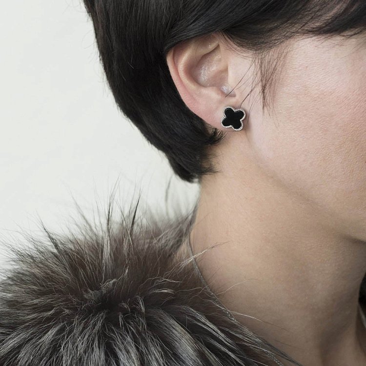 Срібні сережки "Конюшина" 122062 від ювелірного магазину Онікс - 1