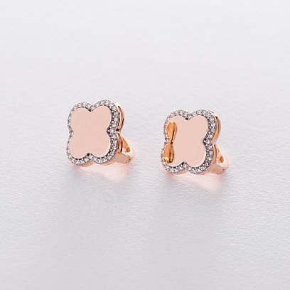 Золоті сережки "Конюшина" (фіаніт) с06172