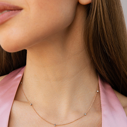 Колье "Шарики" в красном золоте кол02582 №5