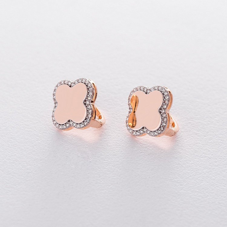 Золоті сережки "Конюшина" (фіаніт) с06172 від ювелірного магазину Онікс