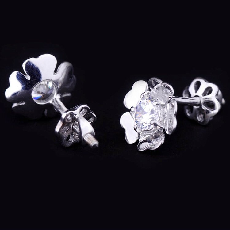 Серьги-гвоздики с фианитами (8мм) с01923 от ювелирного магазина Оникс - 2