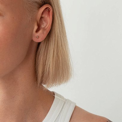 Сережки - пусети "Кульки" в жовтому золоті (0.4 см) с07322 №9