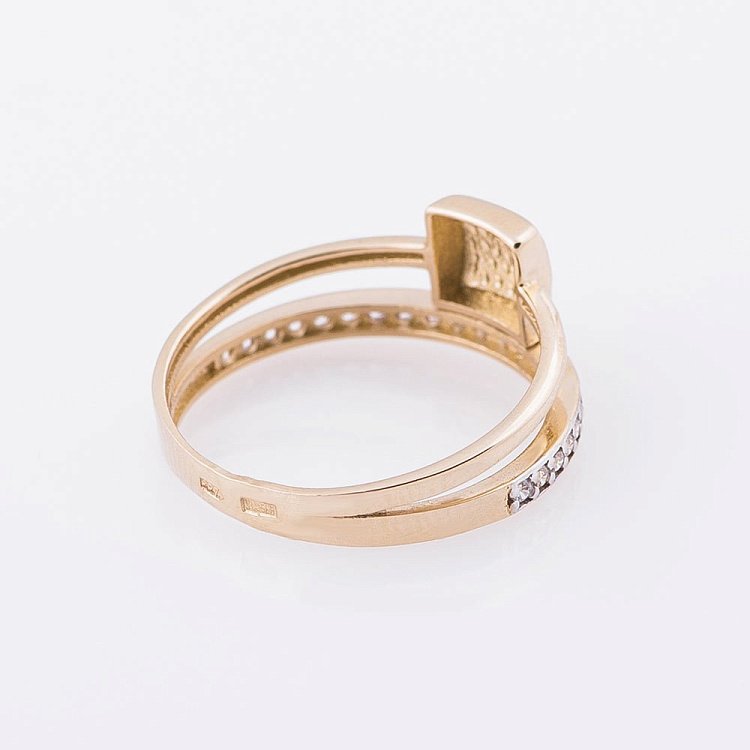 Золота каблучка з фіанітами к05217 від ювелірного магазину Онікс - 2