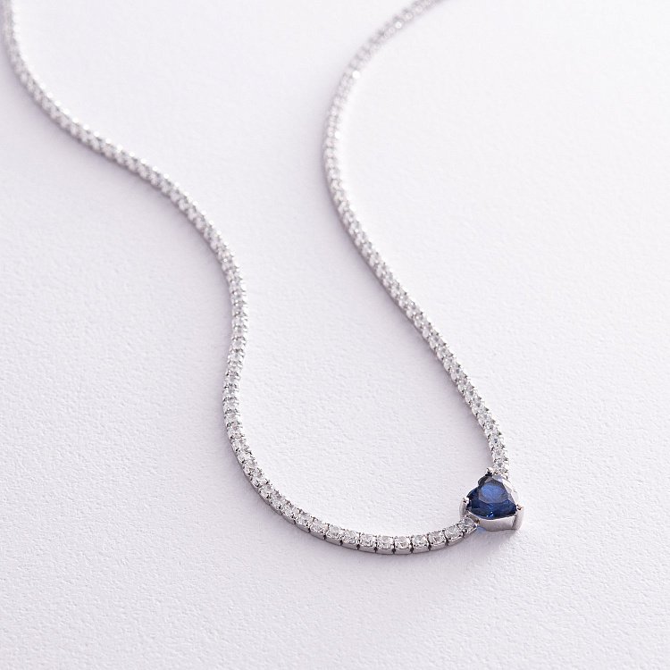 Срібне кольє - чокер "Сердечко" з фіанітами 181259 від ювелірного магазину Онікс