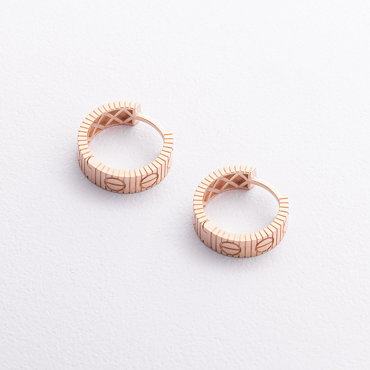 Золоті сережки - кільця "Love" с09623 від ювелірного магазину Онікс - 1