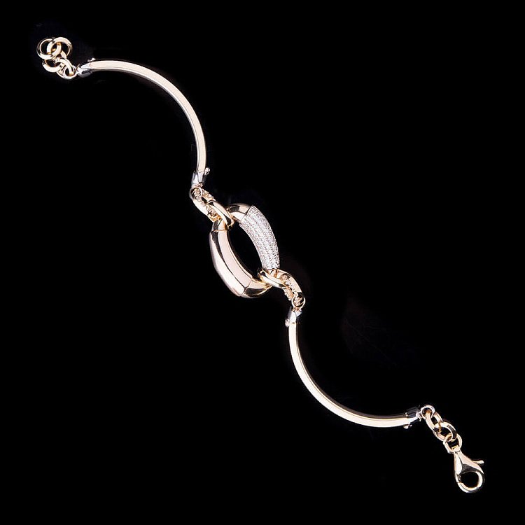 Золотий браслет з фіанітами б02077 від ювелірного магазину Онікс - 1