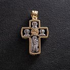 Мужской православный крест из эбенового дерева и золота "Распятие" п00225ж от ювелирного магазина Оникс - 3