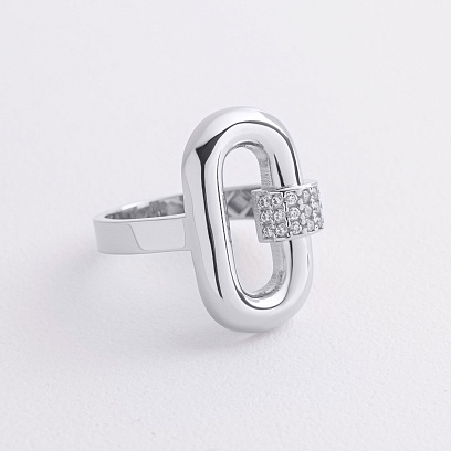 Каблучка "Alice" в білому золоті (фіаніти) к08374