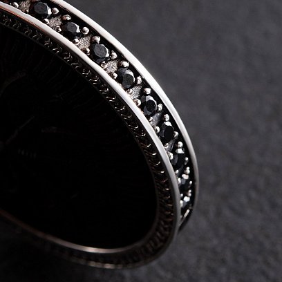 Срібний кулон "Ведмідь" з ебеновим деревом та фіанітами  947 №5