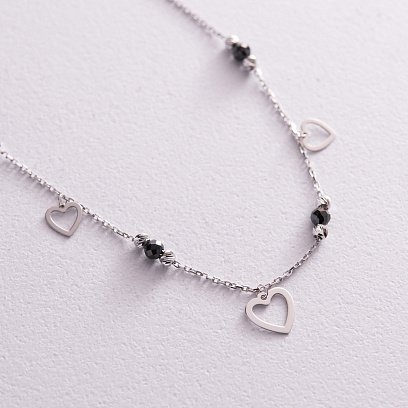 Золотий браслет "Сердечка" (фіаніти) на ногу б04900 №4