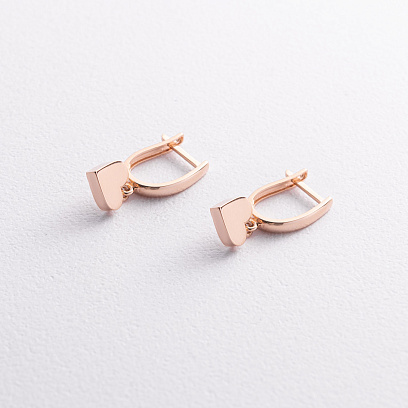 Сережки "Сердечка" у червоному золоті с09674 №2