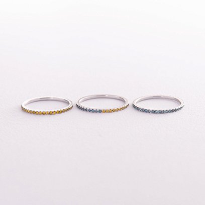 Золотое кольцо с голубыми и желтыми бриллиантами 226931121 №3