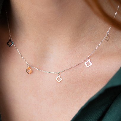 Колье "Клевера" в белом золоте кол02173 №2