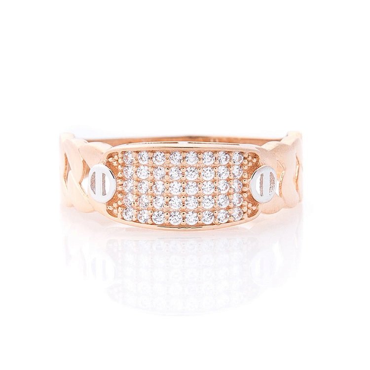 Золотий перстень з фіанітами к05899 від ювелірного магазину Онікс - 2