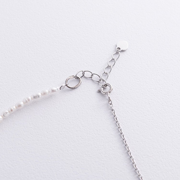 Серебряный браслет на ногу (культ. пресн. жемчуг, фианиты) 905-01603 от ювелирного магазина Оникс - 3