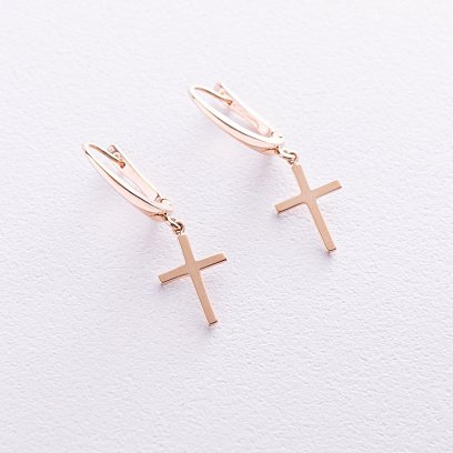 Сережки "Хрестики" в червоному золоті с07005 №3