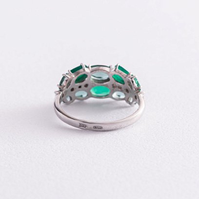 Серебряное кольцо с агатом, кварцом и фианитами 1370/1р-GRAGOG №5