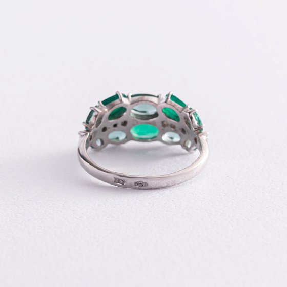 Серебряное кольцо с агатом, кварцом и фианитами 1370/1р-GRAGOG №5