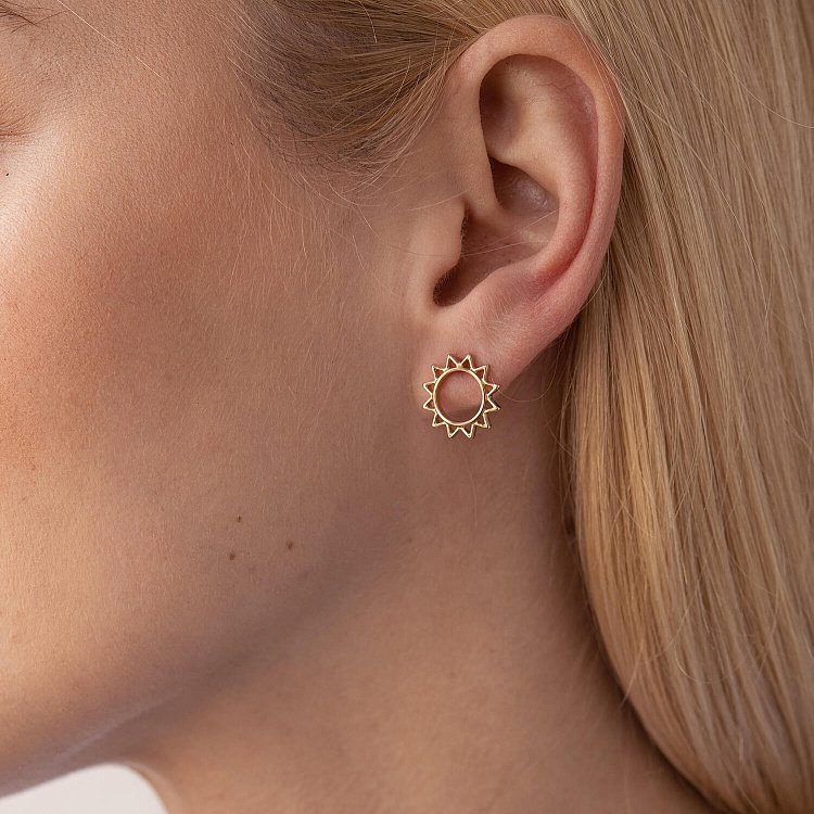 Золоті сережки - пусети "Сонце" с07856 від ювелірного магазину Онікс - 11