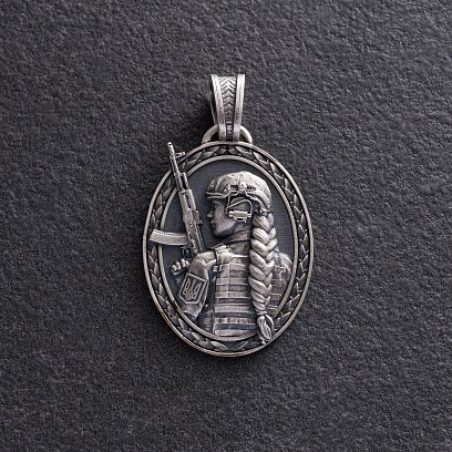 Серебряный кулон "Українська захисниця" 1454