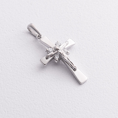 Крестик в белом золоте (фианиты) п01817