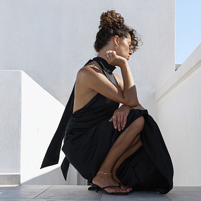 Сережки - кільця "Kristy" у сріблі 7288 №6