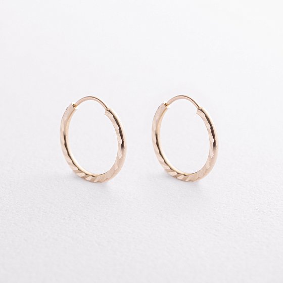 Сережки - кільця в жовтому золоті (1.2 см) с07307 №3