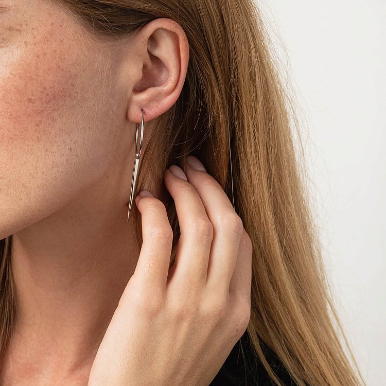 Серебряные серьги - кольца "Асимметрия" 4853 от ювелирного магазина Оникс - 7