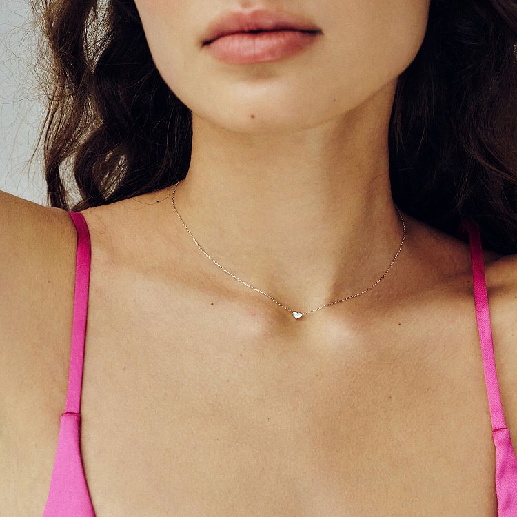 Колье "Сердечко" в белом золоте кол01771 от ювелирного магазина Оникс - 11