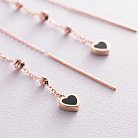Золоті сережки - протяжки "Сердечки" (емаль)  с07612 от ювелирного магазина Оникс - 2