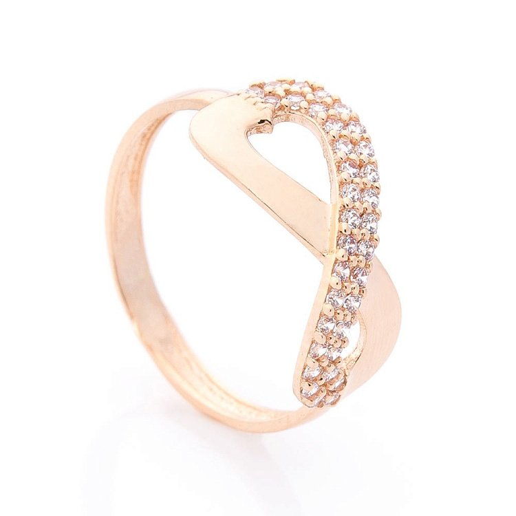 Золотий перстень "Нескінченність" (фіаніти) к05985 від ювелірного магазину Онікс