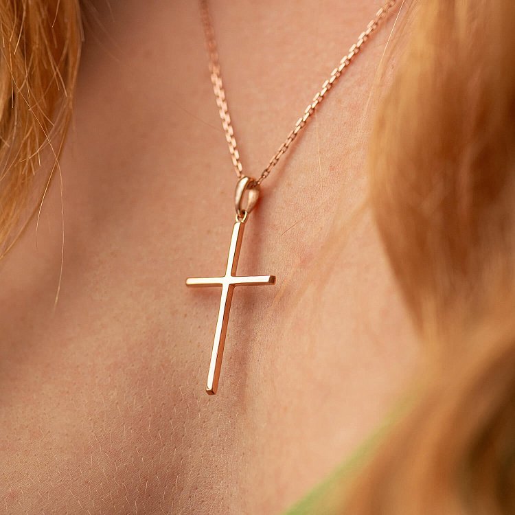 Золотой крестик без распятия п03122 от ювелирного магазина Оникс - 3