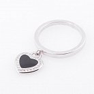 Серебряное кольцо сердечко с фианитами 111974 от ювелирного магазина Оникс - 2