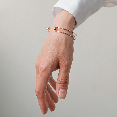 Жесткий браслет "Marlene" с шариками (желтое золото) б05603 №5