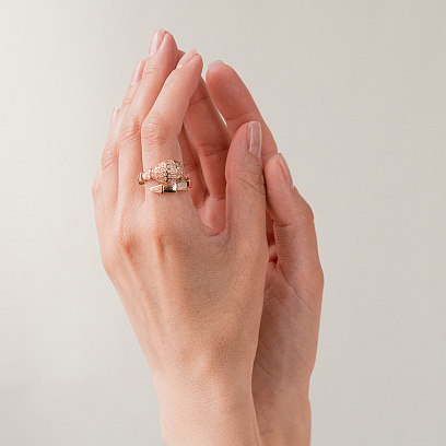 Каблучка "Змія" в червоному золоті (фіаніти) к08299 №6