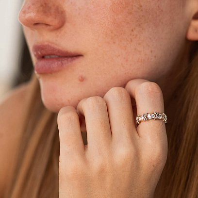 Кольцо "Rosie" с фианитами (красное, белое золото) к08191 №4