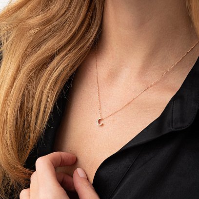 Кольє "Місяць" з фіанітами (червоне золото) кол02309 №6